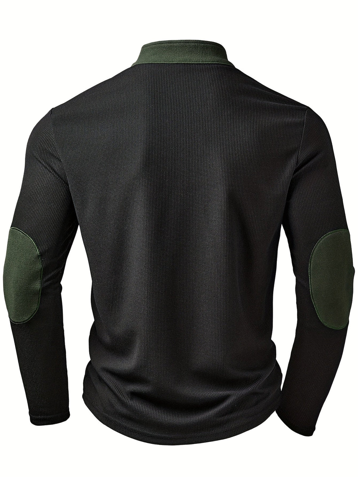 Quarter Zip Pullover with Textured Knit and Colour Block Panels, Stand Collar