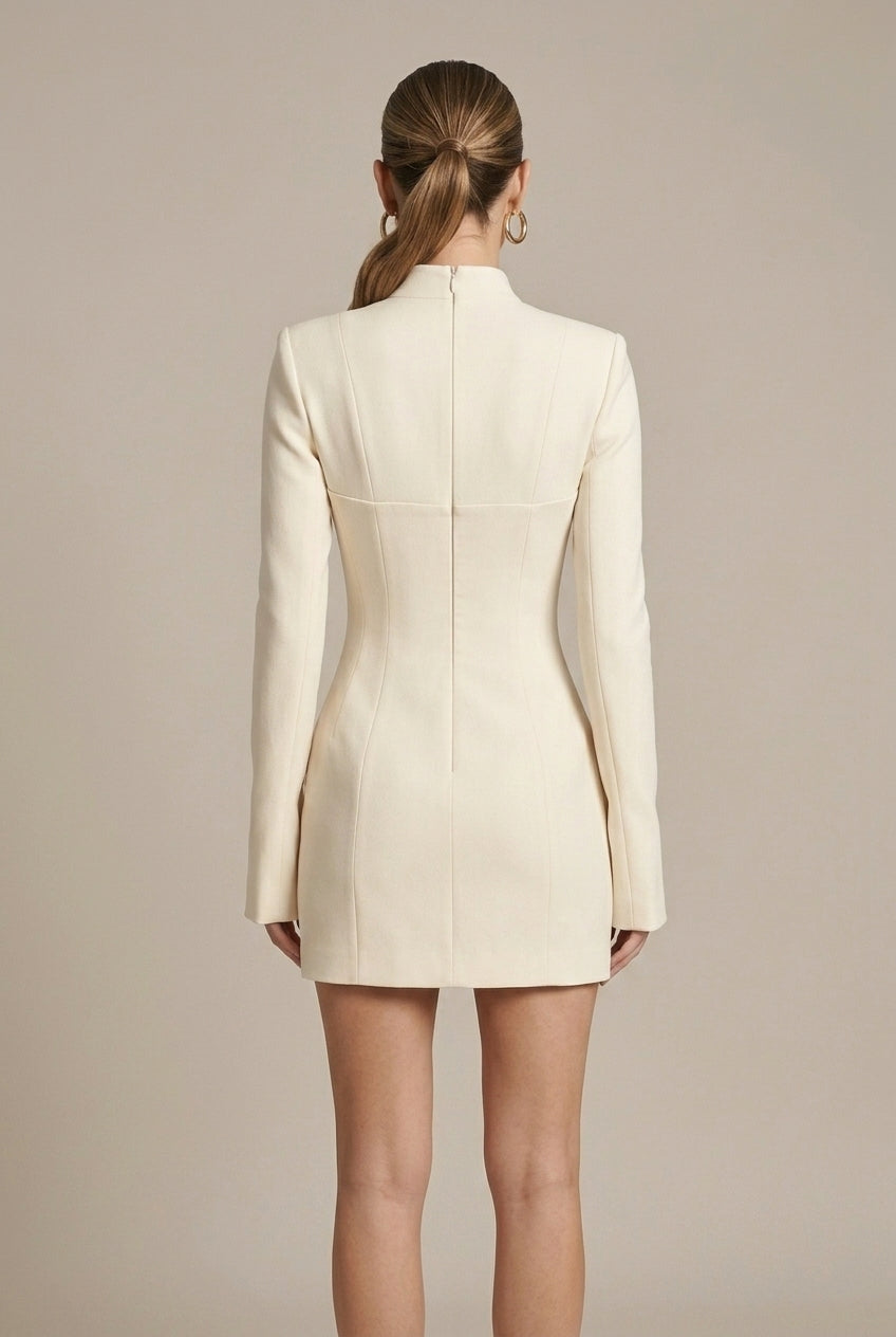 Women's Mock Neck Long Sleeve Mini Dress with Pockets