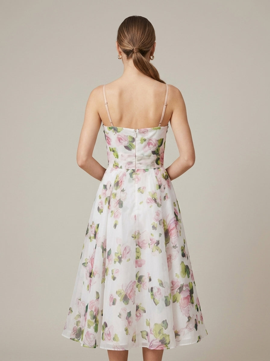 Women's Floral Spaghetti Strap Midi Dress
