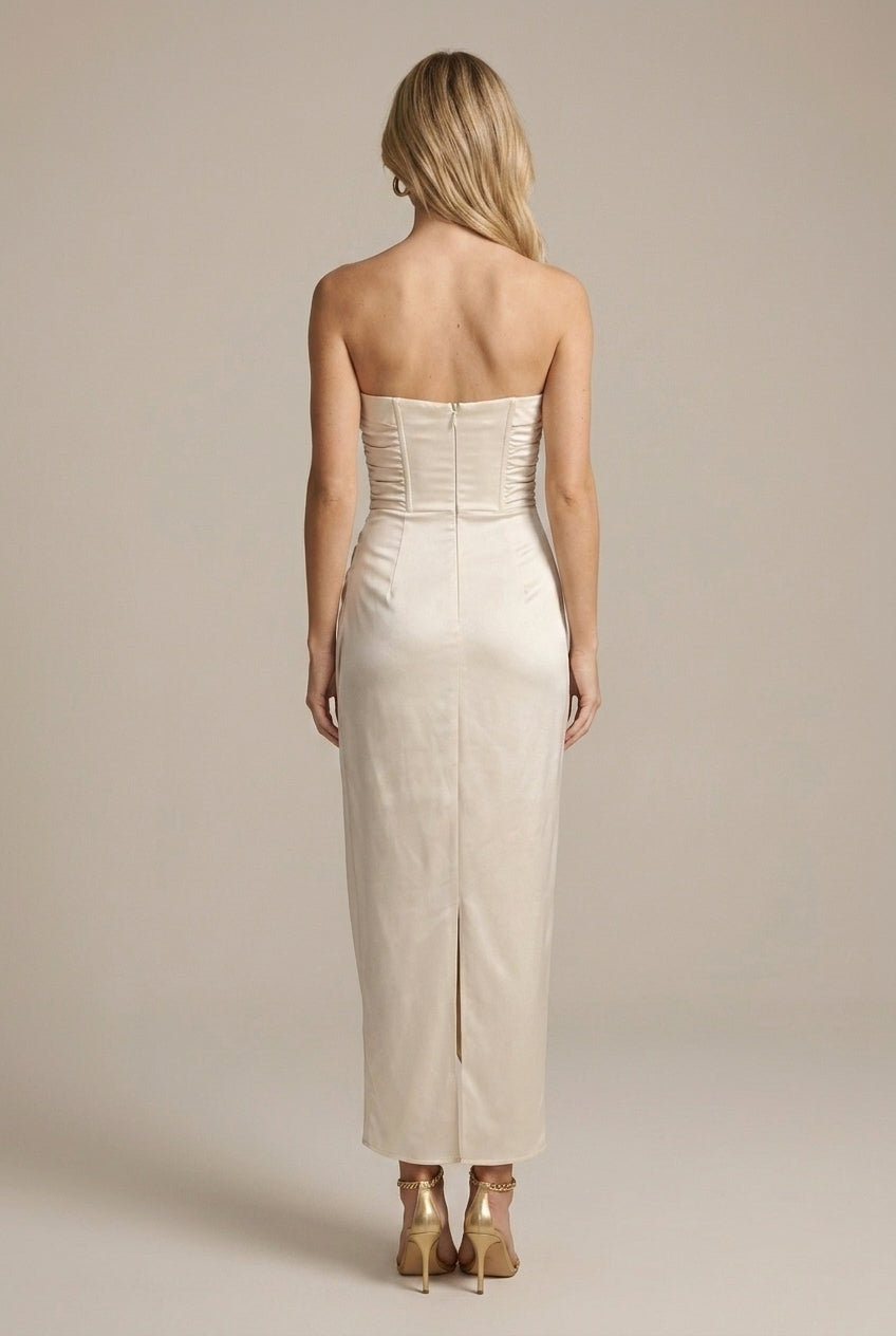 Women's Satin Strapless Maxi Dress