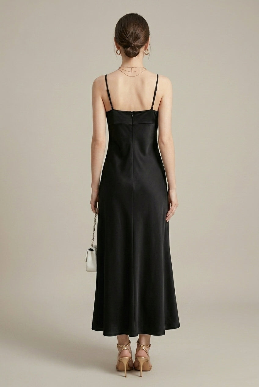Women's Satin Maxi Dress Spaghetti Strap