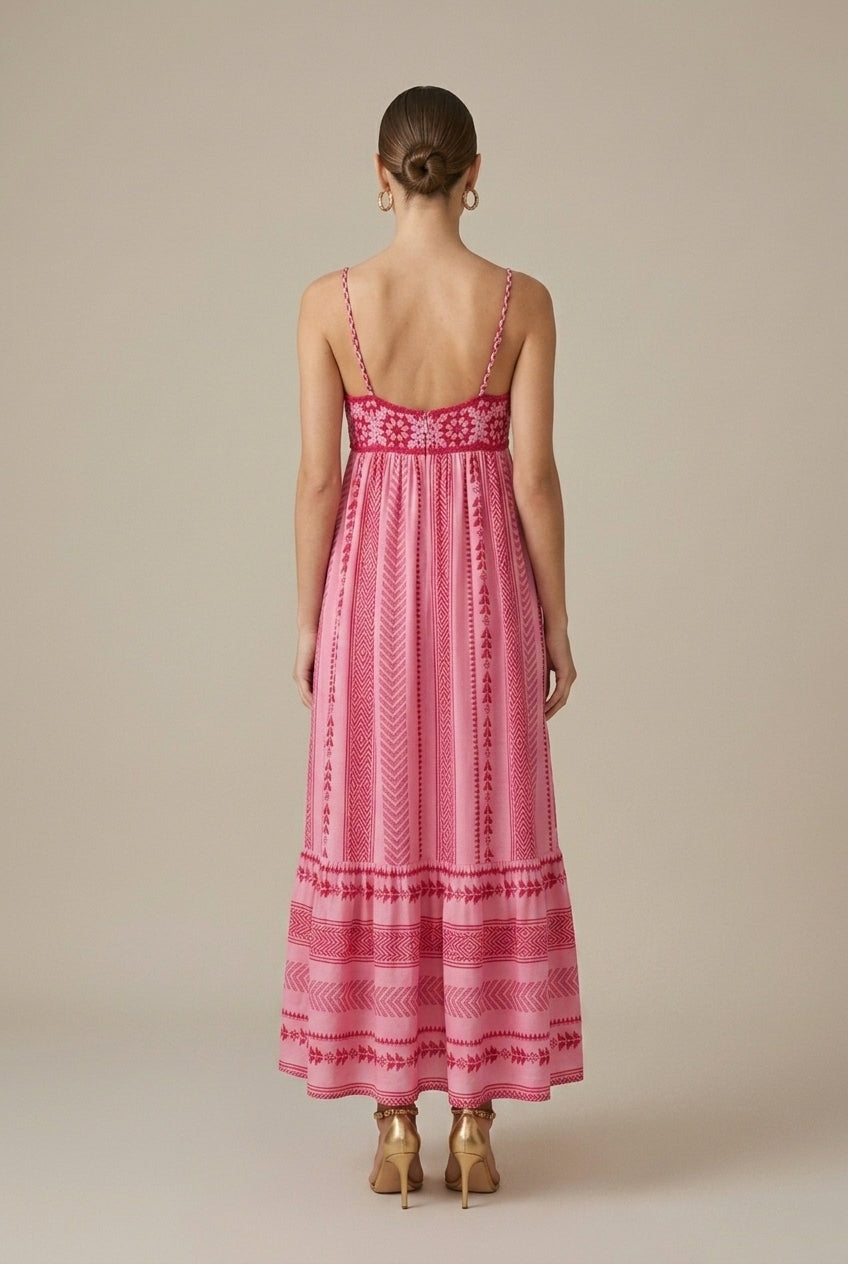 Women's Maxi Dress Spaghetti Strap Embroidered