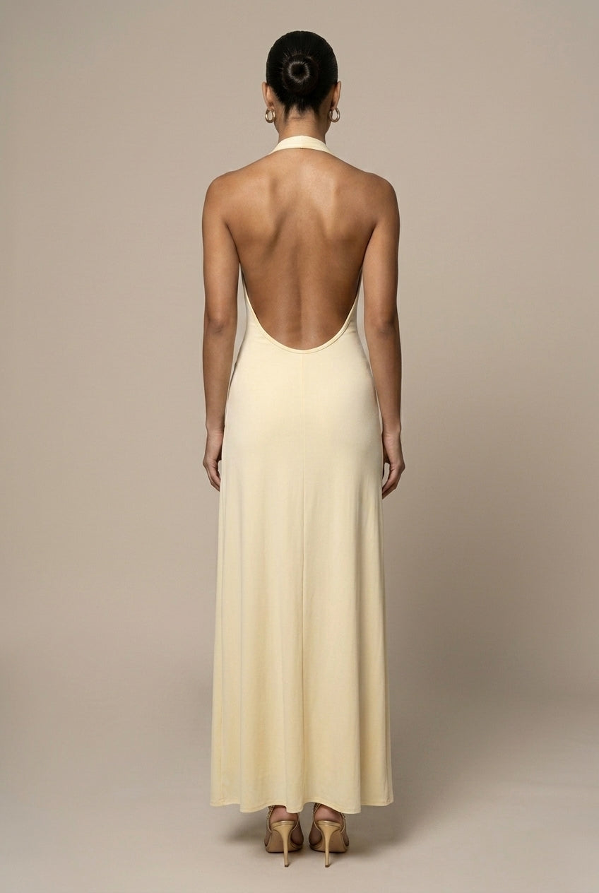 Women's Maxi Dress Halter Neck Thigh-High Slit