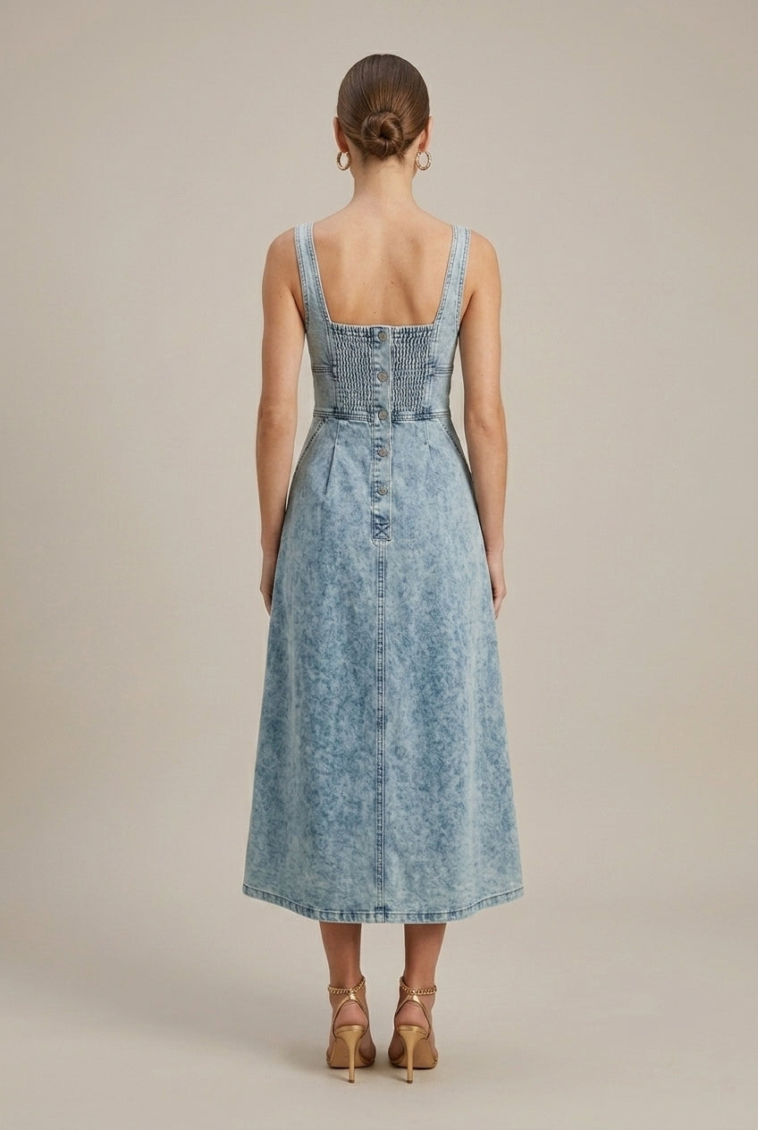 Women's Denim Midi Dress A-Line