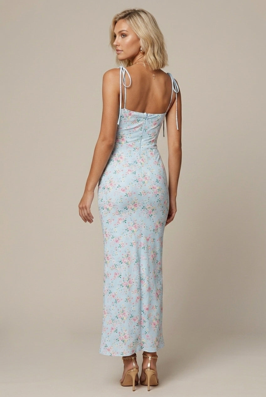 Women's Floral Puff Sleeve Maxi Dress