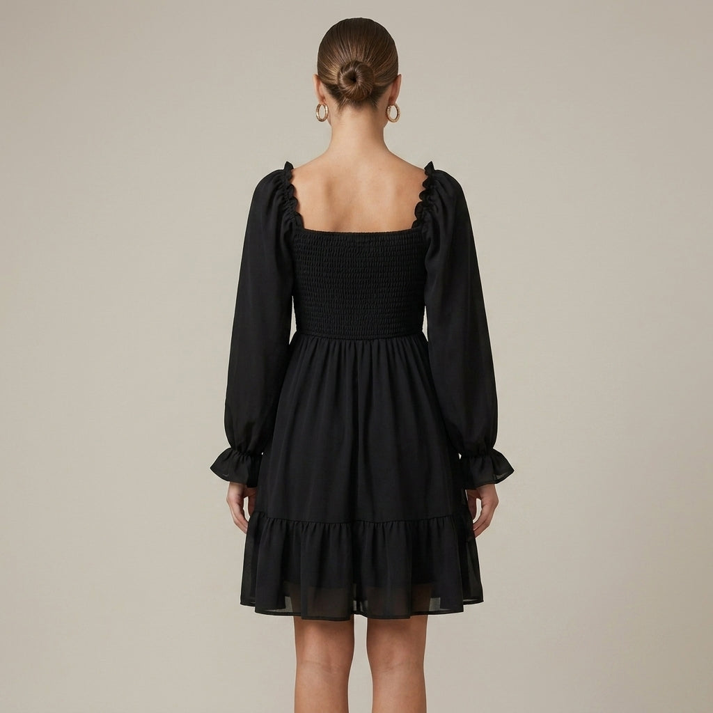 Women's Mini Dress Smocked Puff Sleeve