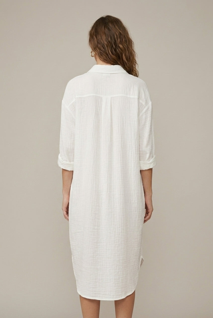 Women's Linen Shirt Oversized Midi Dress