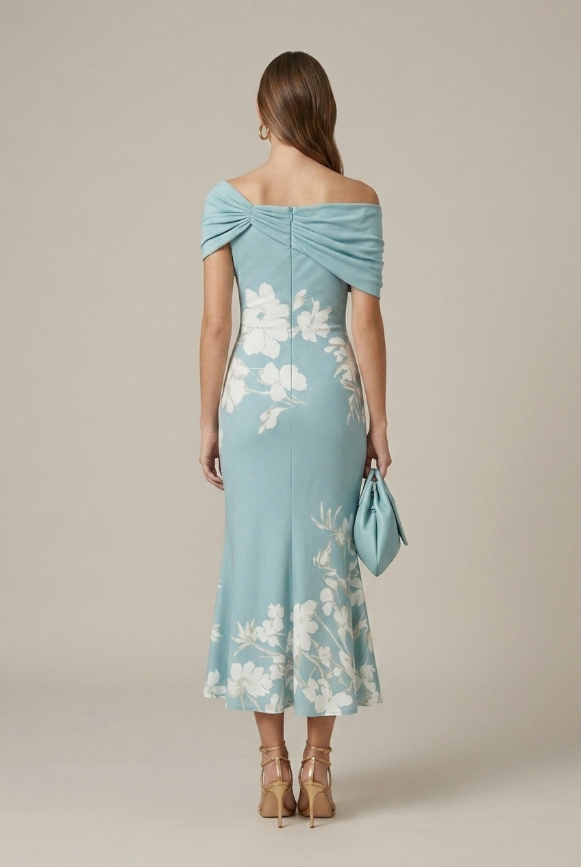 Women's Floral Midi Dress Off-Shoulder