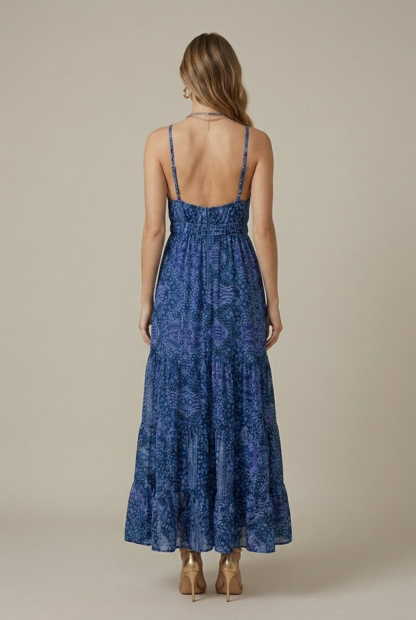 Women's Boho Animal Print Maxi Dress Spaghetti Strap
