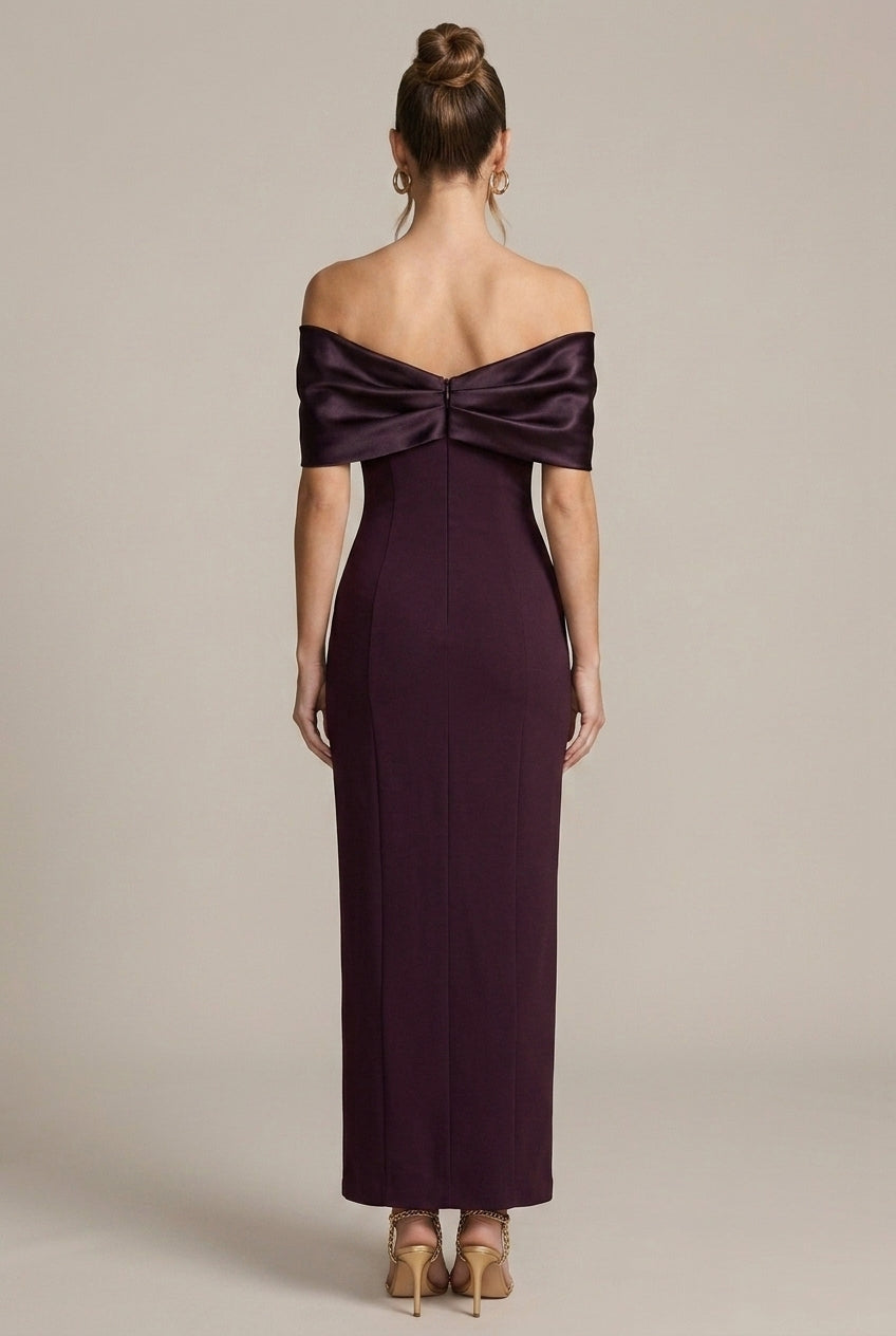 Women's Plum Off The Shoulder Party Maxi Dress