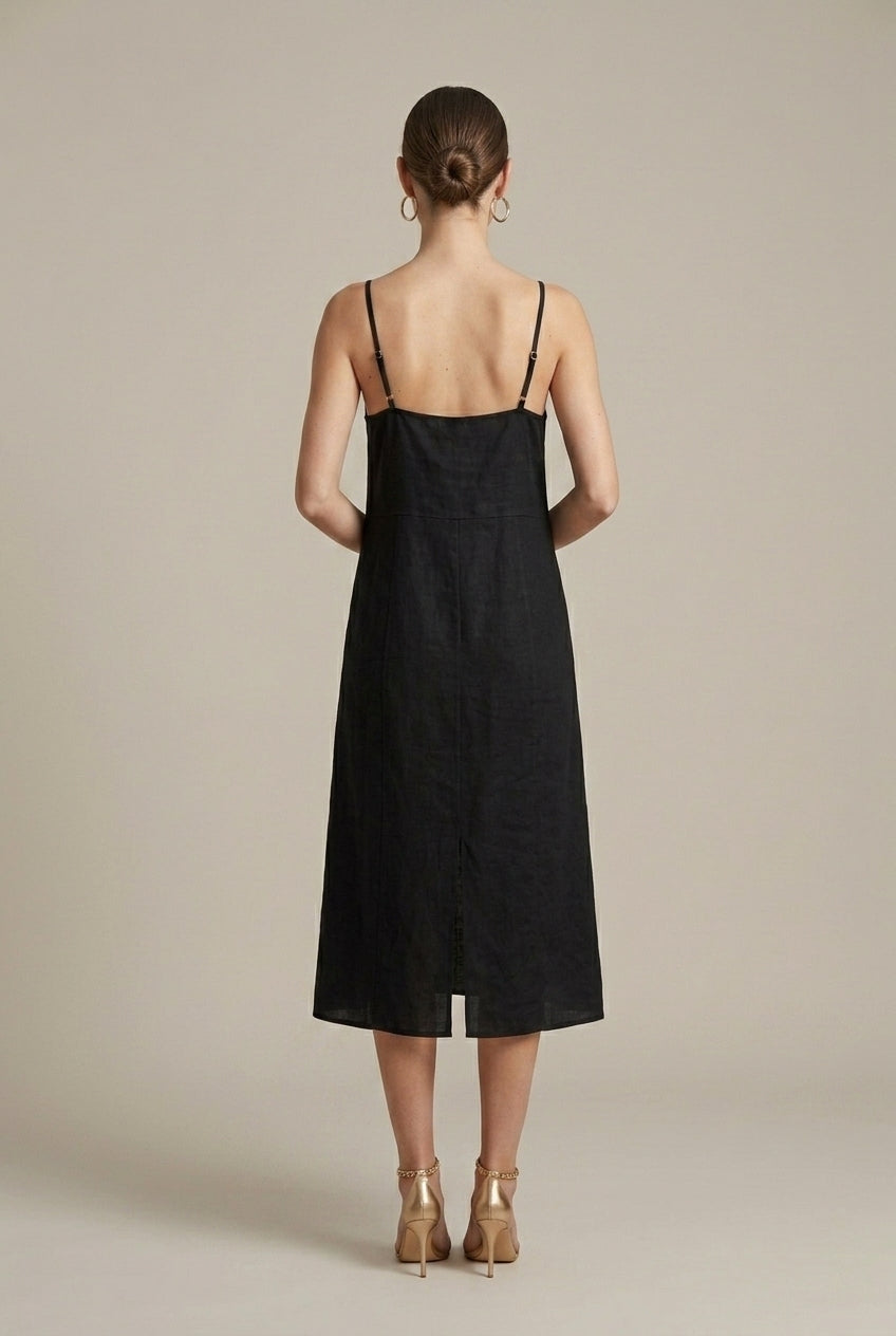 Women's Linen Midi Dress Relaxed Fit