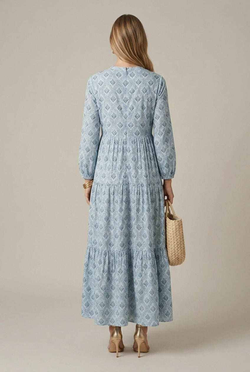 Women's Printed Maxi Dress V-Neck