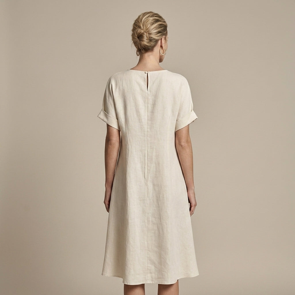 Women's Linen Maxi Dress Tie Front