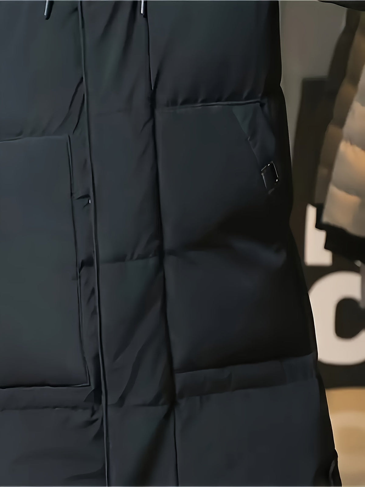 Padded Longline Coat with Adjustable Hood and Full Zipper