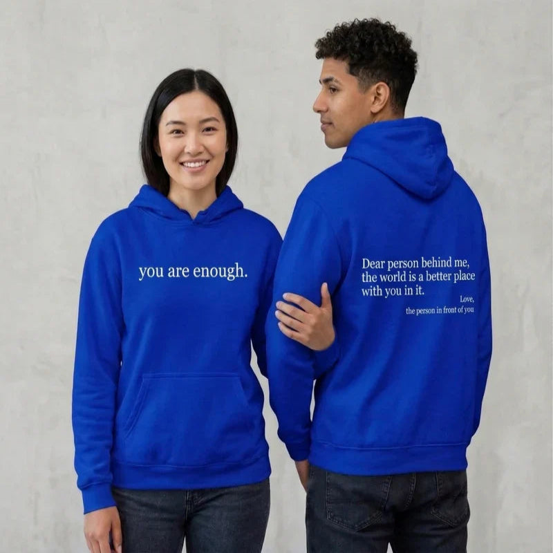 Pullover Hoodie with Front Pocket and Fleece Lining, Graphic Front and Back Print