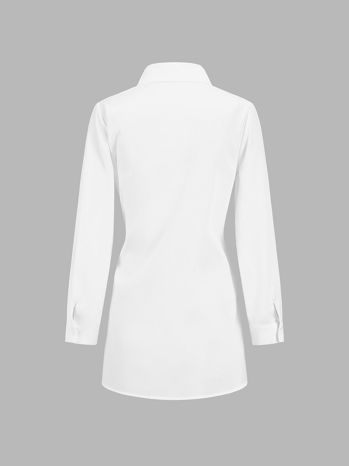 Women's Shift Shirt with Front Knot and Collared Neckline, Long Sleeves