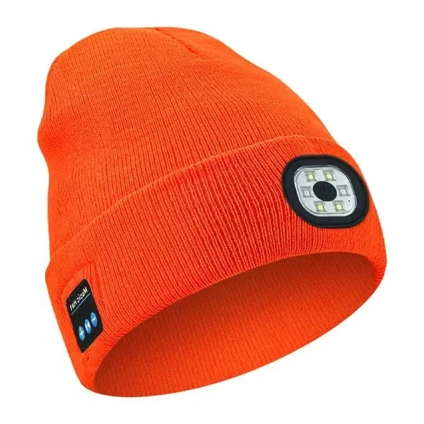 LED Beanie with Bluetooth Speakers and Detachable Light Module