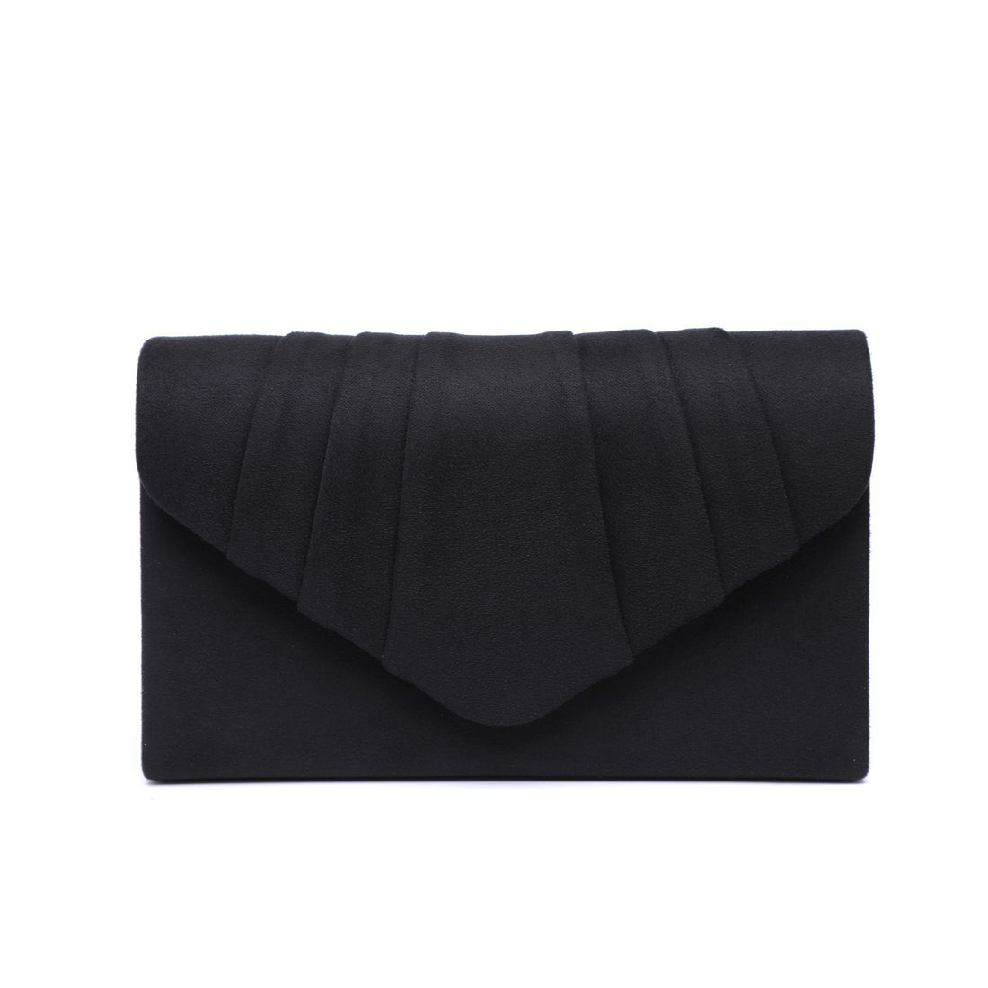 Women's Suede Pleated Clutch Bag Envelope with Flap Closure