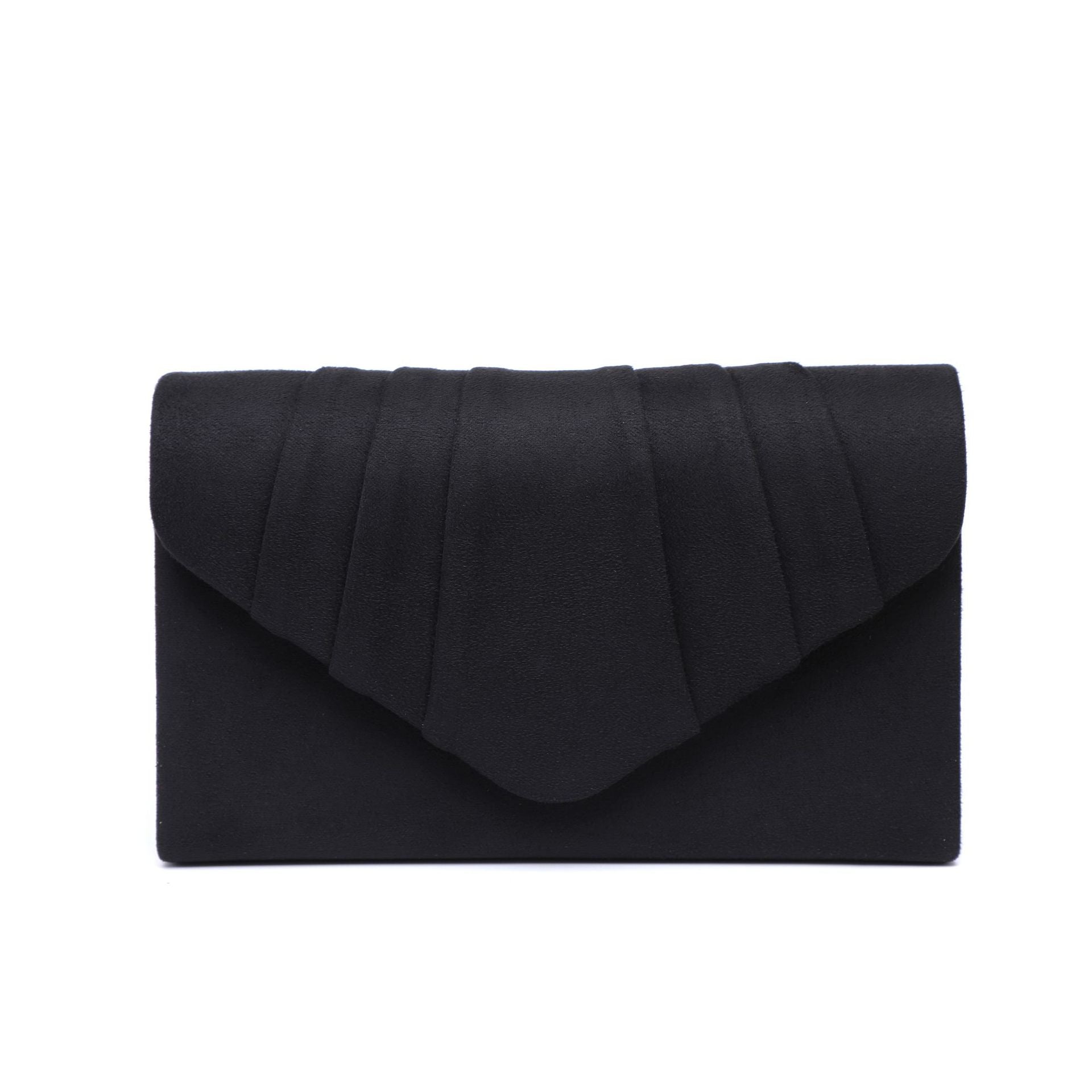 Women's Suede Pleated Clutch Bag Envelope with Flap Closure