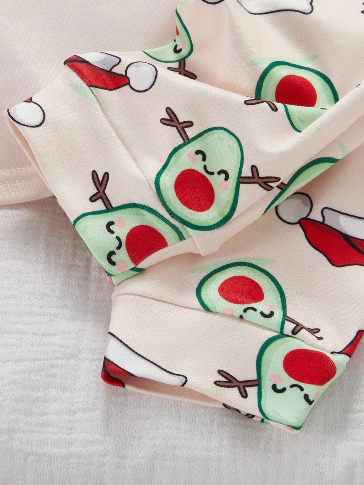 Women's Long Sleeve Pajama Set with Fruit Print and Elastic Waistband