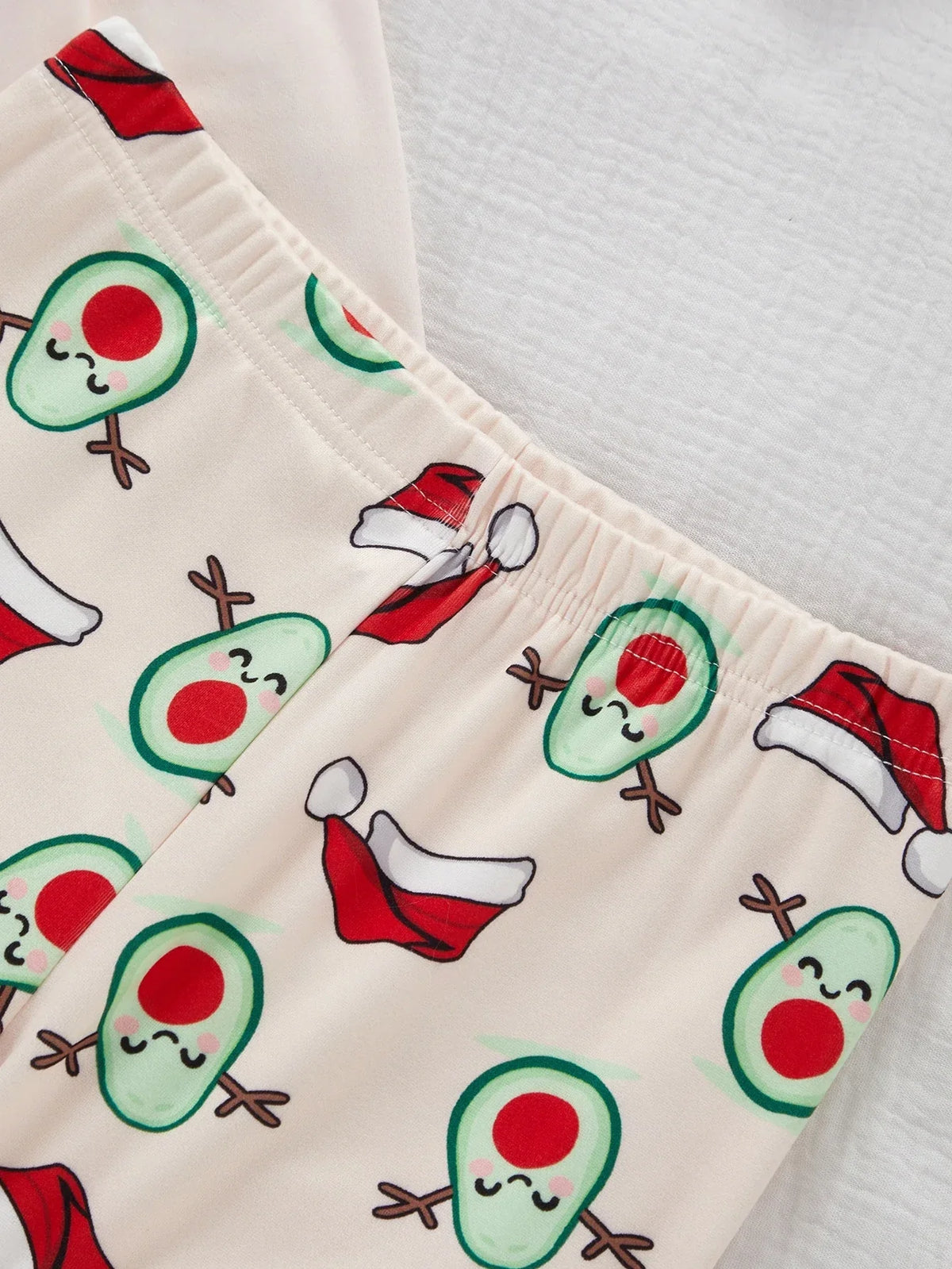 Women's Long Sleeve Pajama Set with Fruit Print and Elastic Waistband