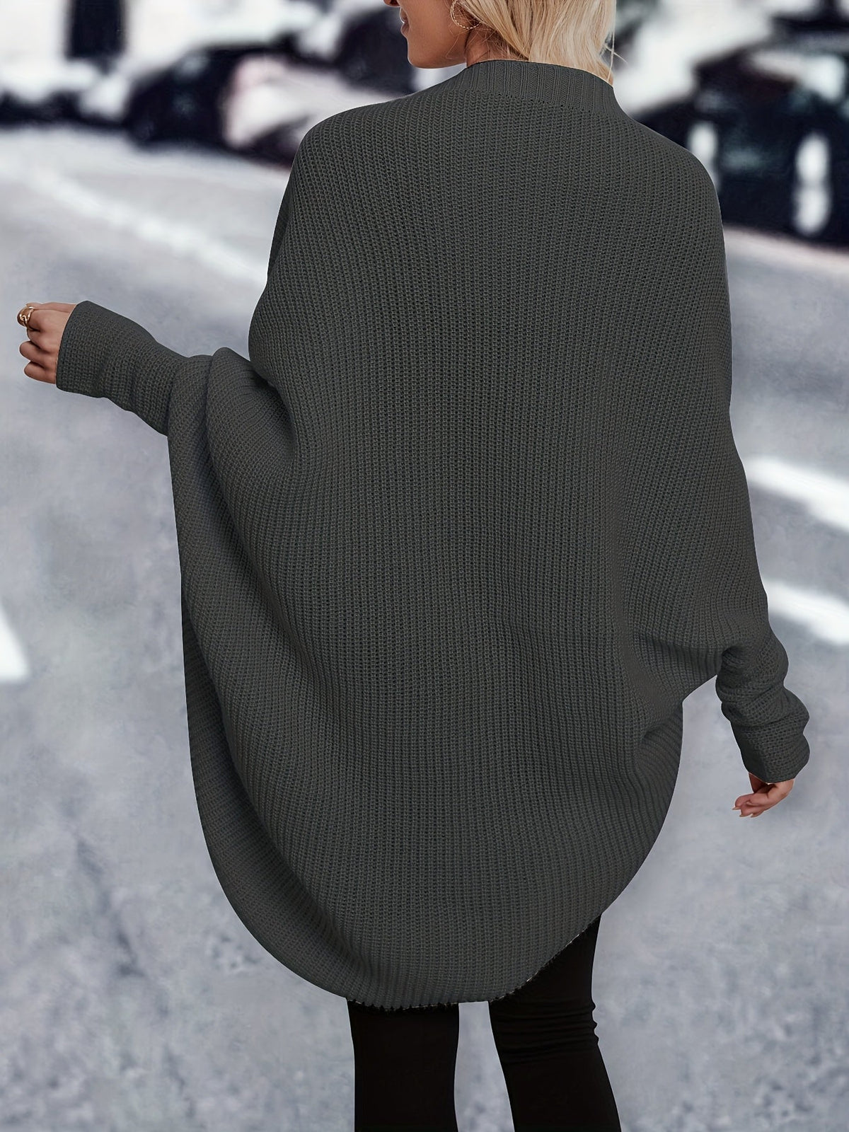 Open Front Longline Cardigan with Relaxed Sleeves for Layering