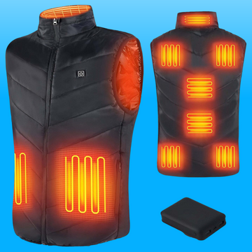 Heated Vest with Four Carbon Fiber Zones and Power Bank, 8-Hour Runtime