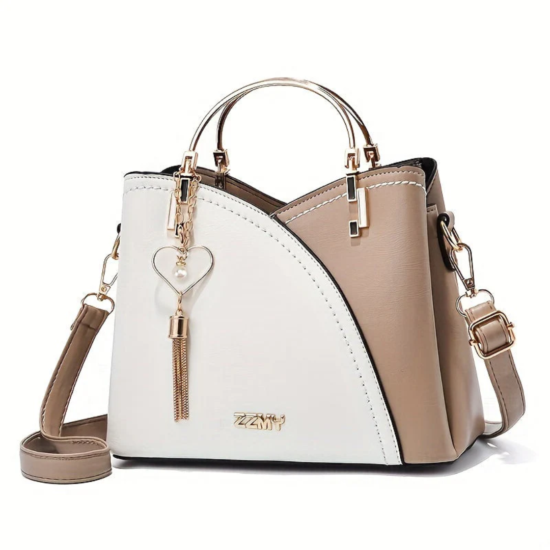Women’s Structured Handbag with Top Handles and Adjustable Shoulder Strap