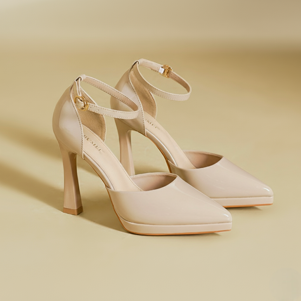 Women's Ankle Strap Pointed Toe Block Heels