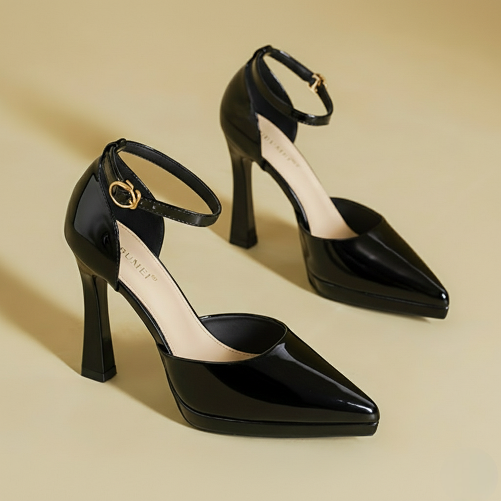 Women's Ankle Strap Pointed Toe Block Heels