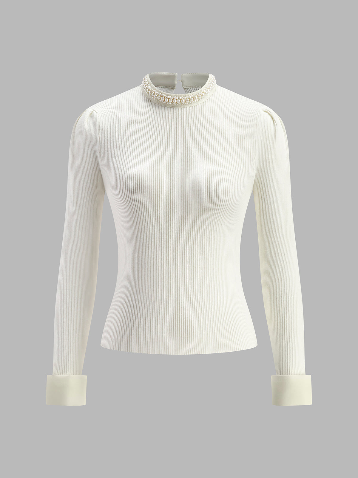 Slim Fit Knit Top with Contrast Binding Edge and Medium Stretch