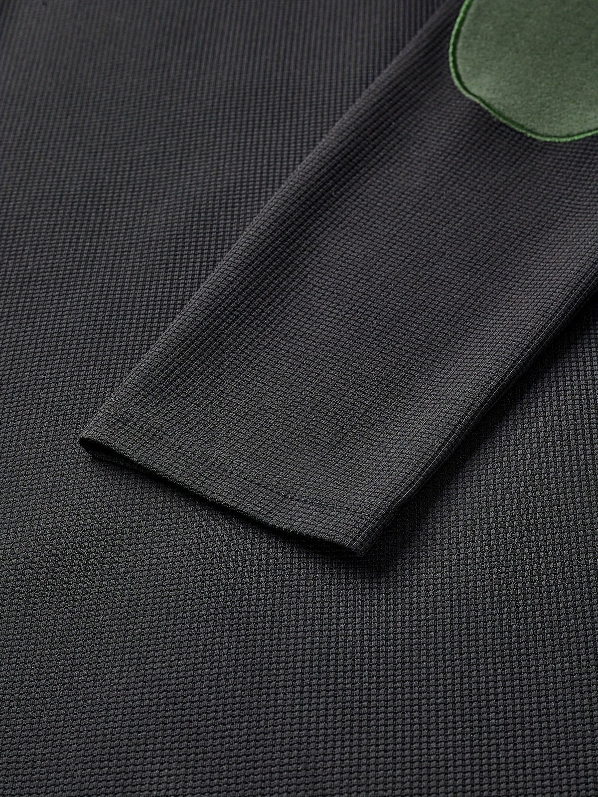 Quarter Zip Pullover with Textured Knit and Colour Block Panels, Stand Collar