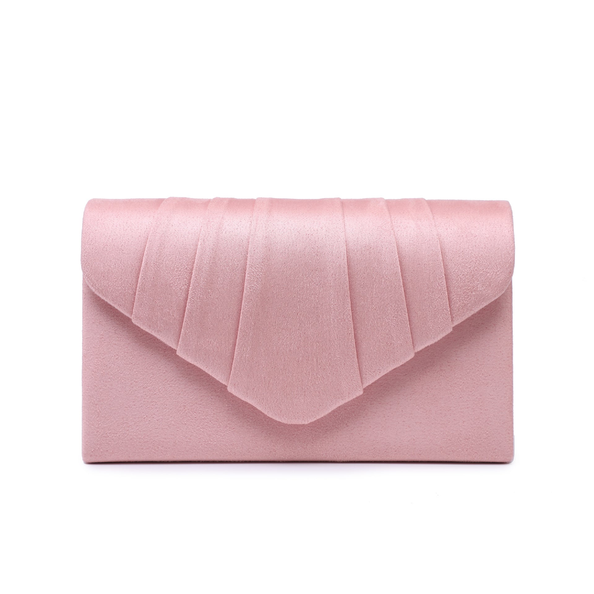 Women's Suede Pleated Clutch Bag Envelope with Flap Closure