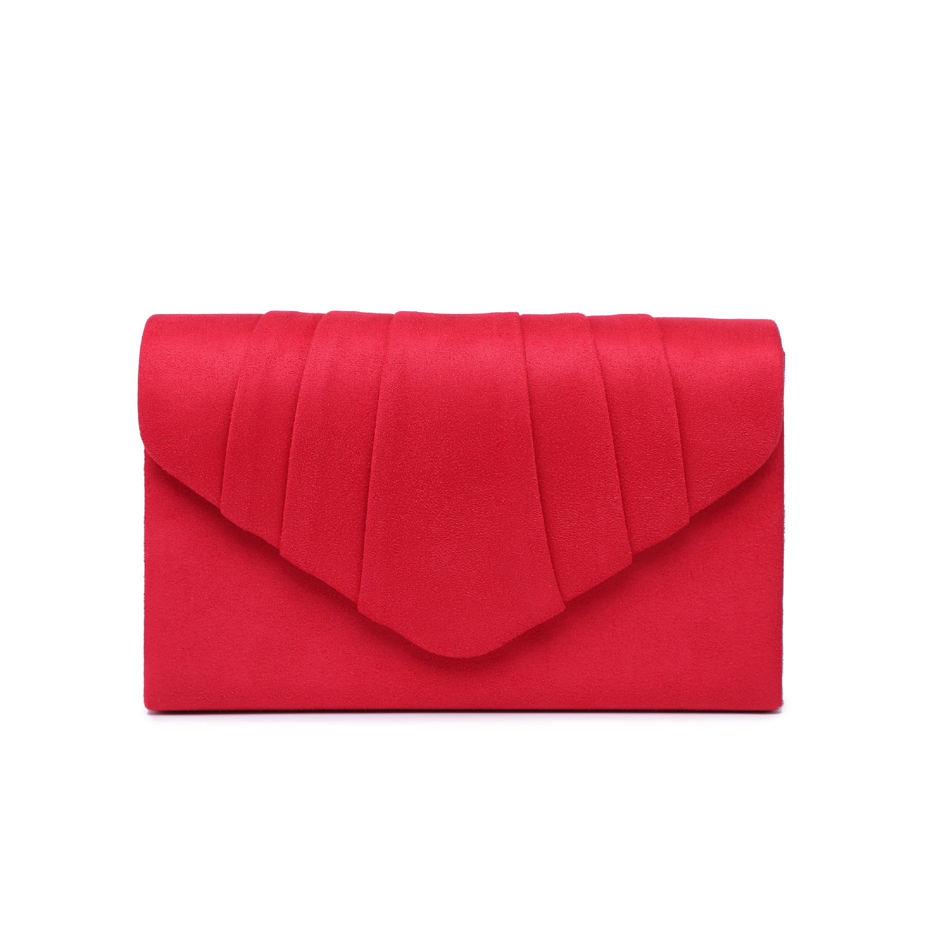 Women's Suede Pleated Clutch Bag Envelope with Flap Closure