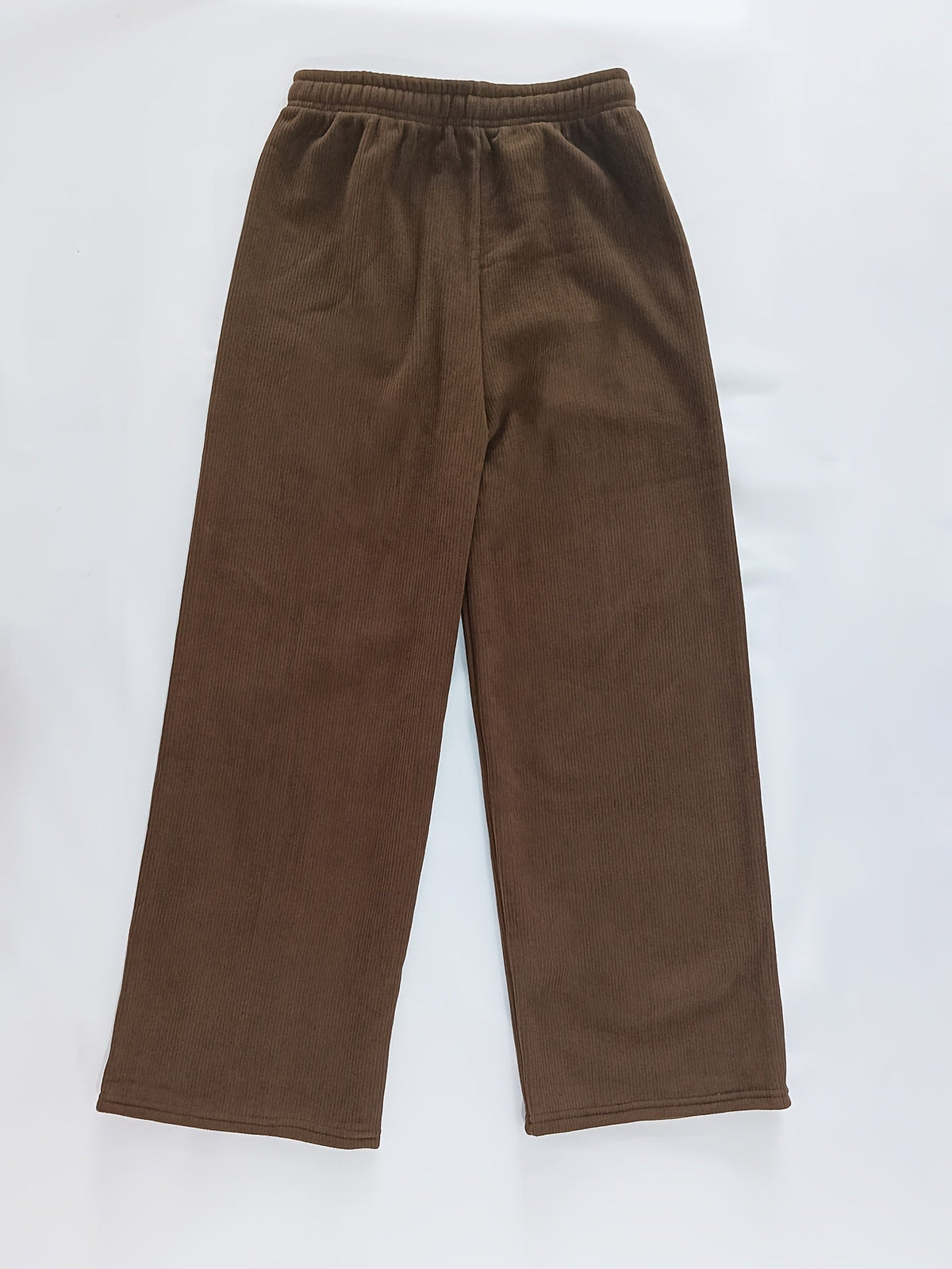 Wide Leg Pants with Thermal Inner Lining and Elastic Waistband for Cold Weather