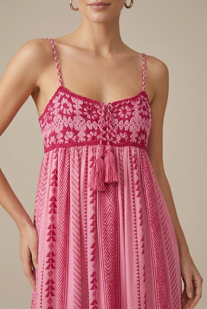 Women's Maxi Dress Spaghetti Strap Embroidered