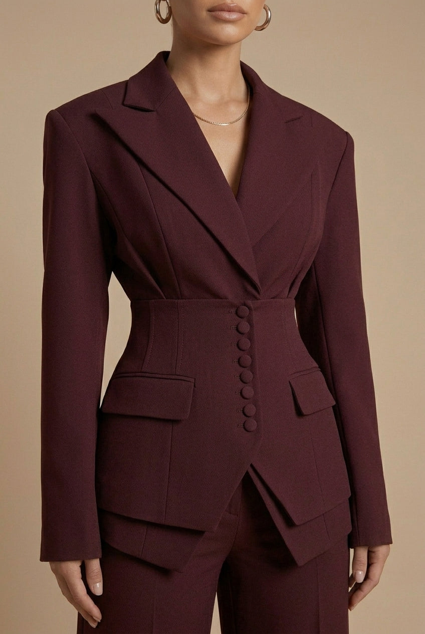 Women's Two-Piece Suit Peaked Lapel Wide Leg