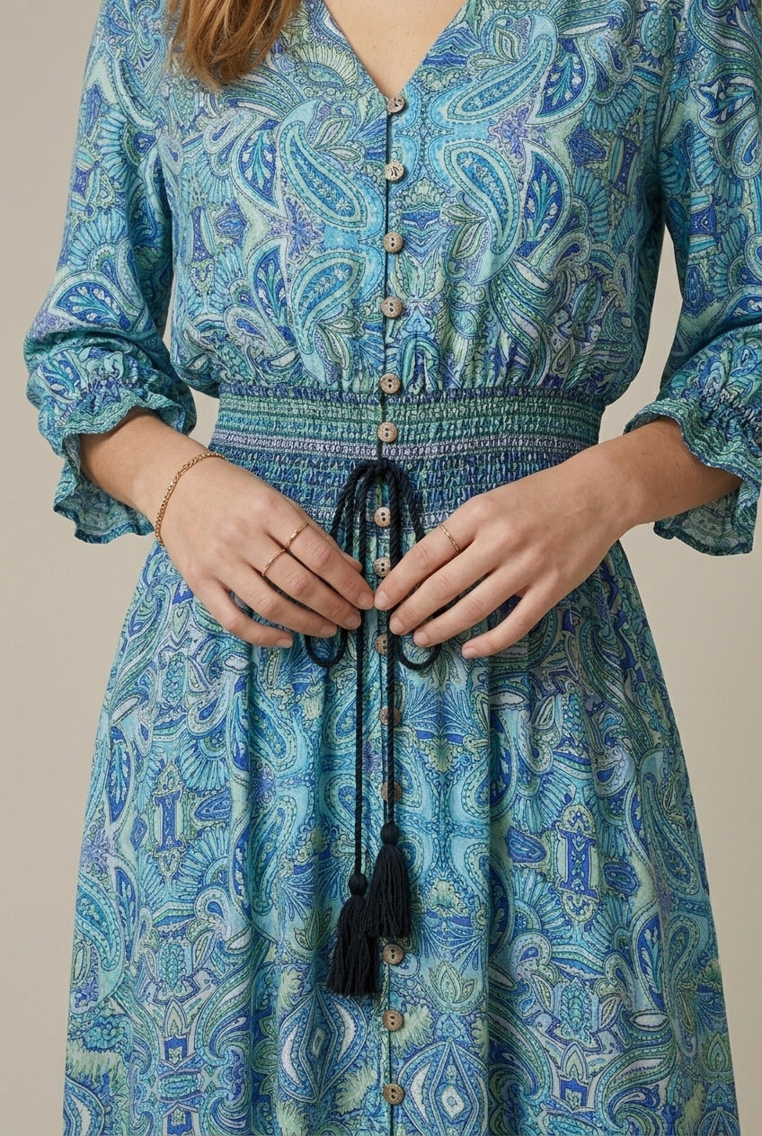 Women's Paisley Maxi Dress V-Neck