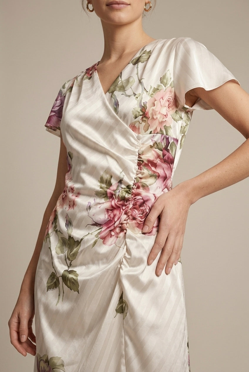 Women's Floral Wrap Midi Dress