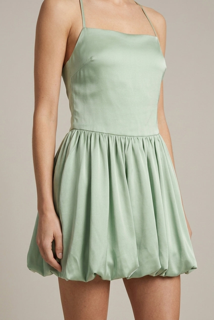 Women's Satin Mini Dress Cowl Neck - Open Cross Tie Back