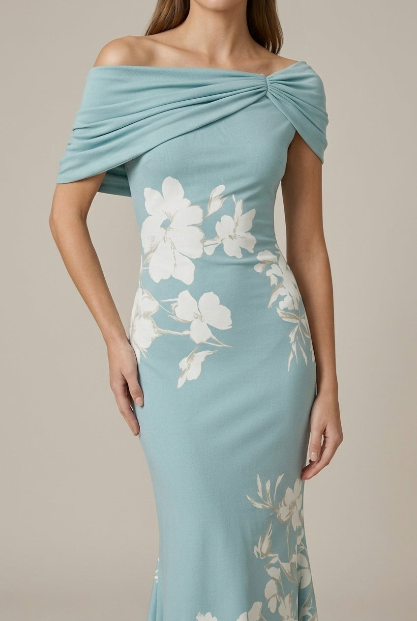 Women's Floral Midi Dress Off-Shoulder