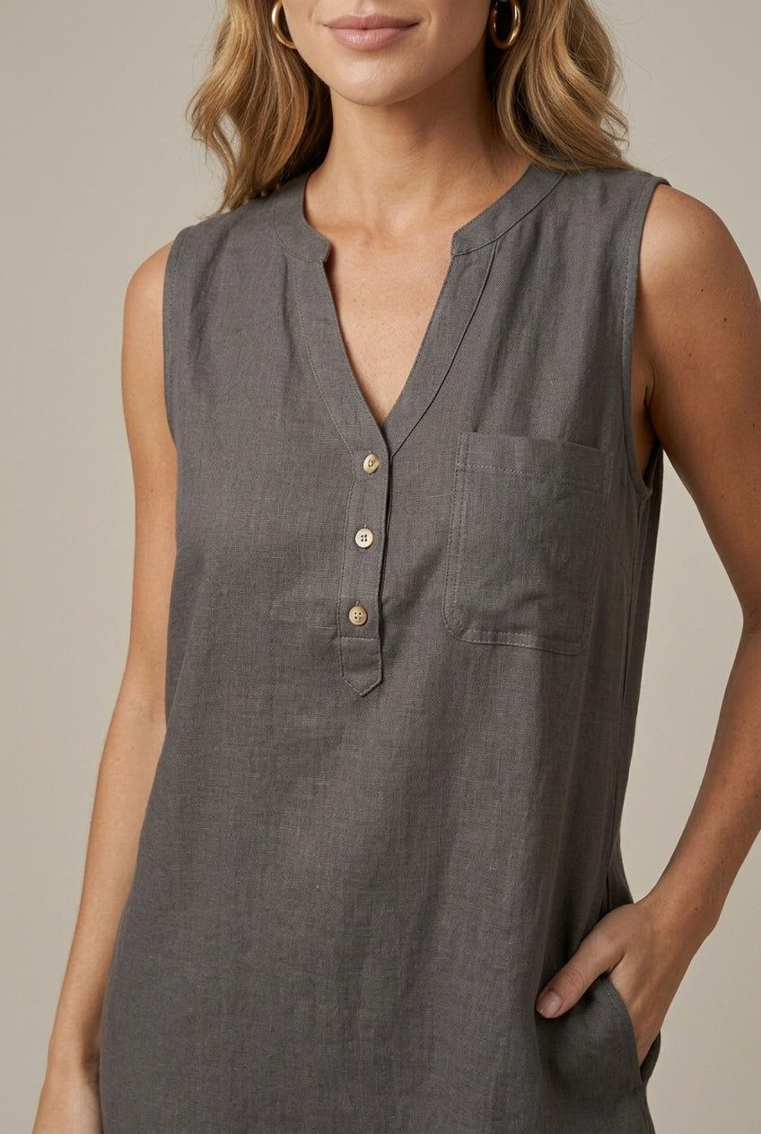 Women's Mini Dress Sleeveless V-Neck