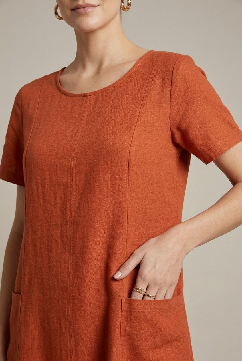 Women's Midi Dress Relaxed Fit V-Neck