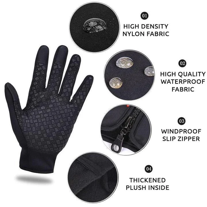 Touchscreen Winter Gloves with Full Palm Conductive Material and Silicone Grip, Neoprene Shell