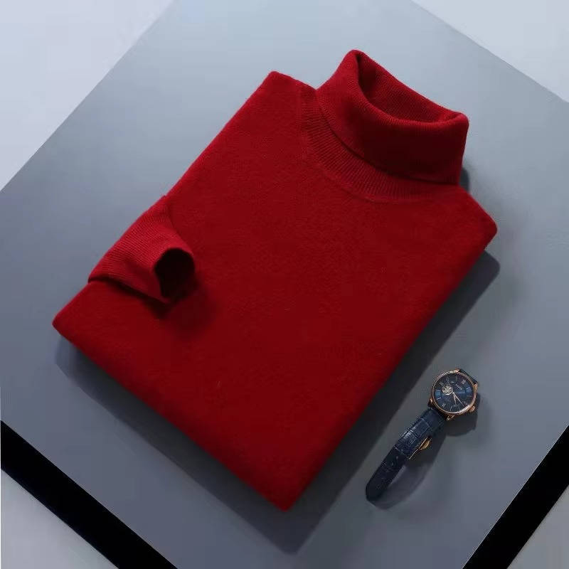 Men's Turtleneck Sweater with Stretchy Knit and Ribbed Edges, Slim Fitted