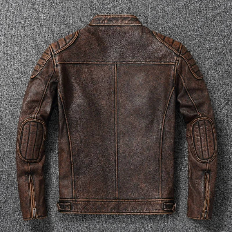 Motorcycle Jacket with Quilted Heat-Trapping Design and Adjustable Snap Collar, Four Pockets