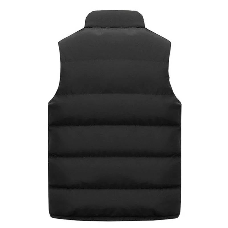 Men's Puffer Vest with Stand Up Collar and Zippered Pockets, Water Repellent