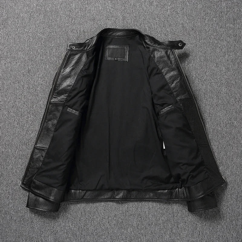 Motorcycle Jacket with Quilted Heat-Trapping Design and Adjustable Snap Collar, Four Pockets