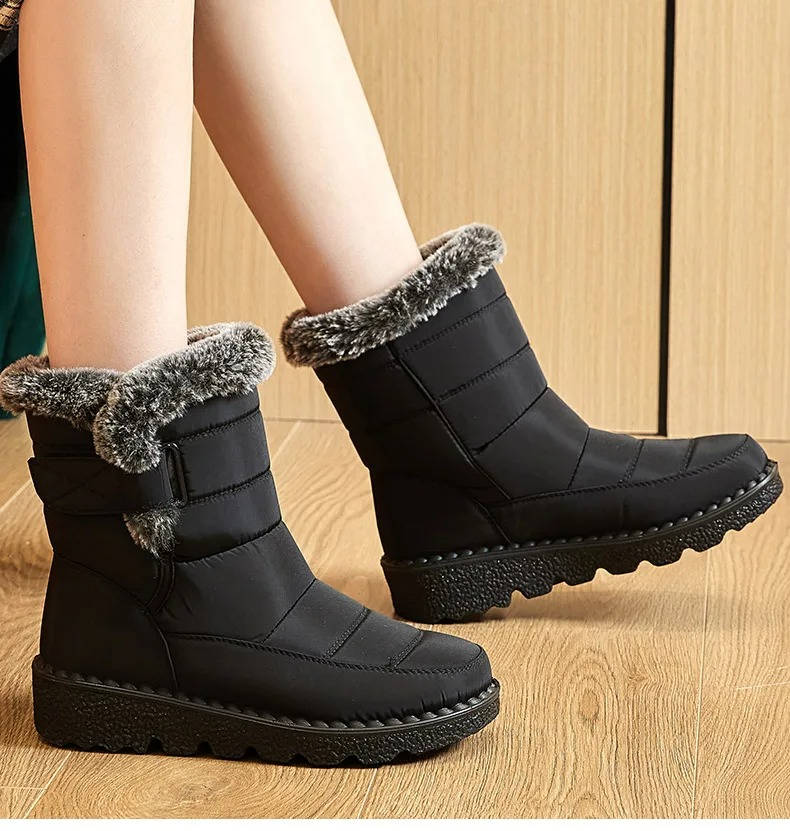 Women's Snow Boots with Fur Lining and Waterproof Sealed Membrane, Ankle Height
