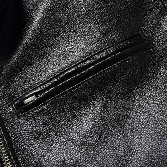 Motorcycle Jacket with Quilted Heat-Trapping Design and Adjustable Snap Collar, Four Pockets